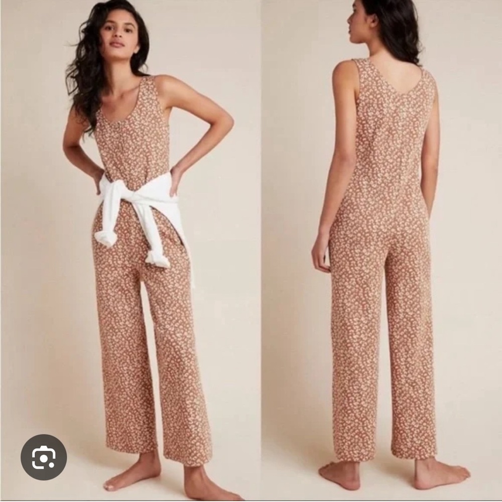 Anthropologie Saturday Sunday Leopard Print Wide-Leg Knit Lounge Jumpsuit XL NWT